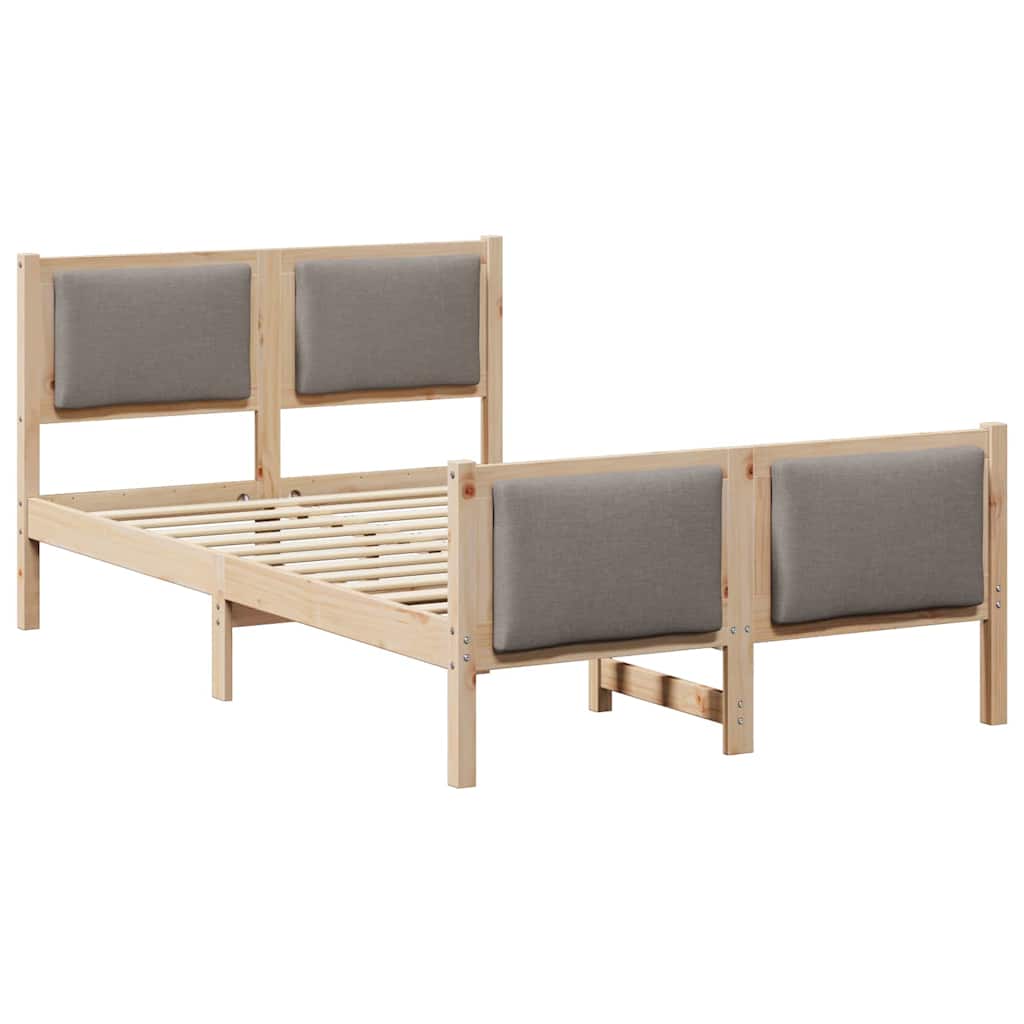 Cadre de lit avec tête de lit Taupe 120 x 190 cm tissu - XIOS
