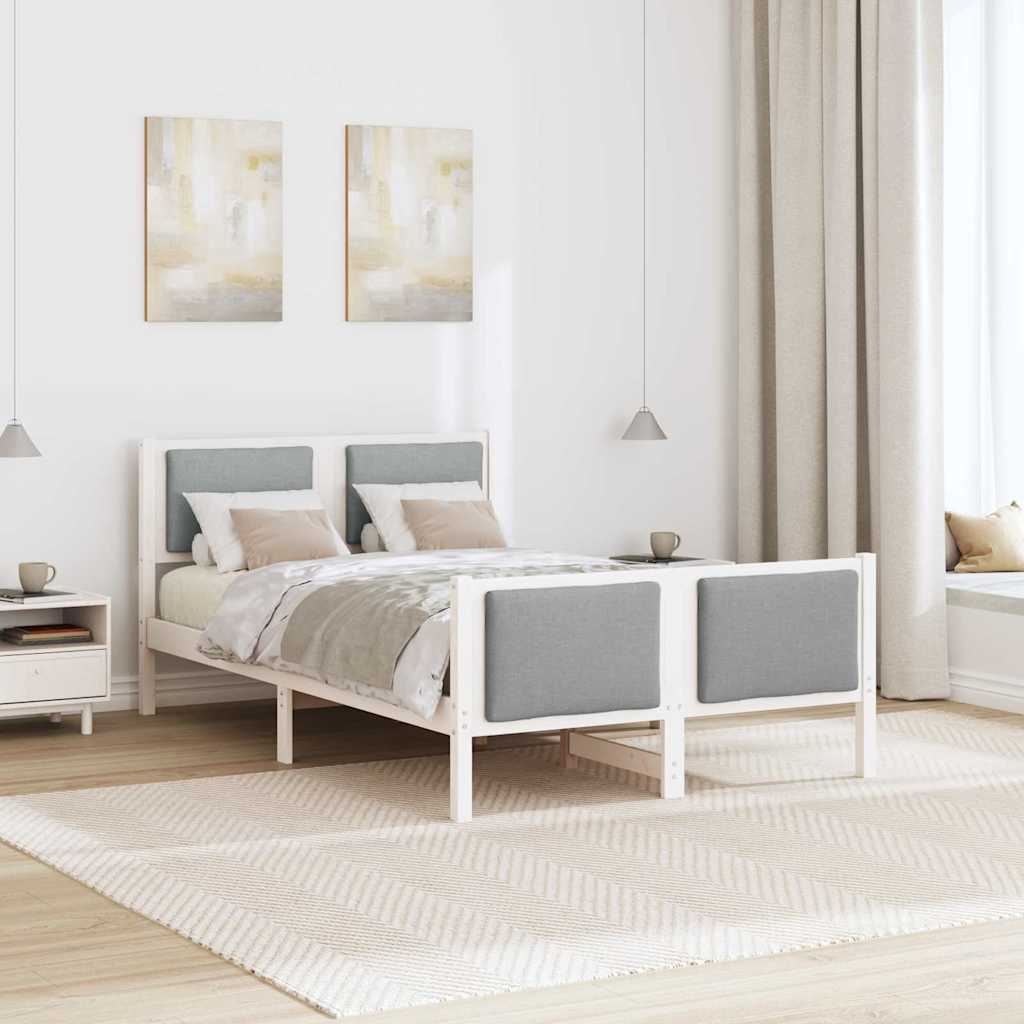 Cadre de lit avec tête de lit Gris clair 120 x 190 cm tissu - XIOS