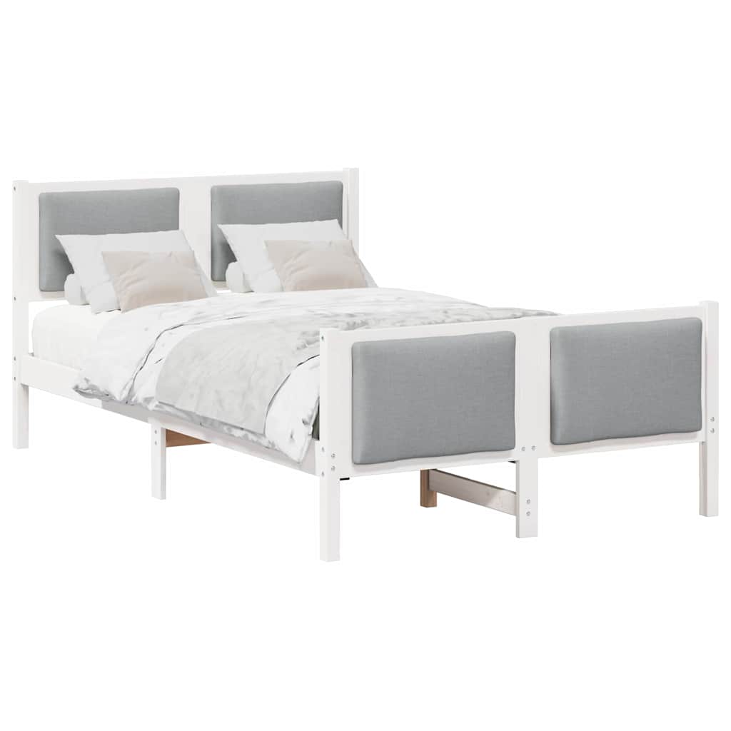 Cadre de lit avec tête de lit Gris clair 120 x 190 cm tissu - XIOS