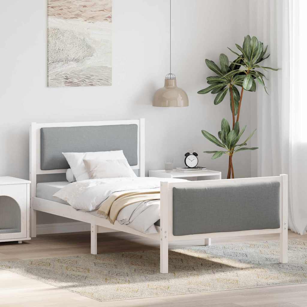 Cadre de lit avec tête de lit Gris clair 100 x 200 cm tissu - XIOS