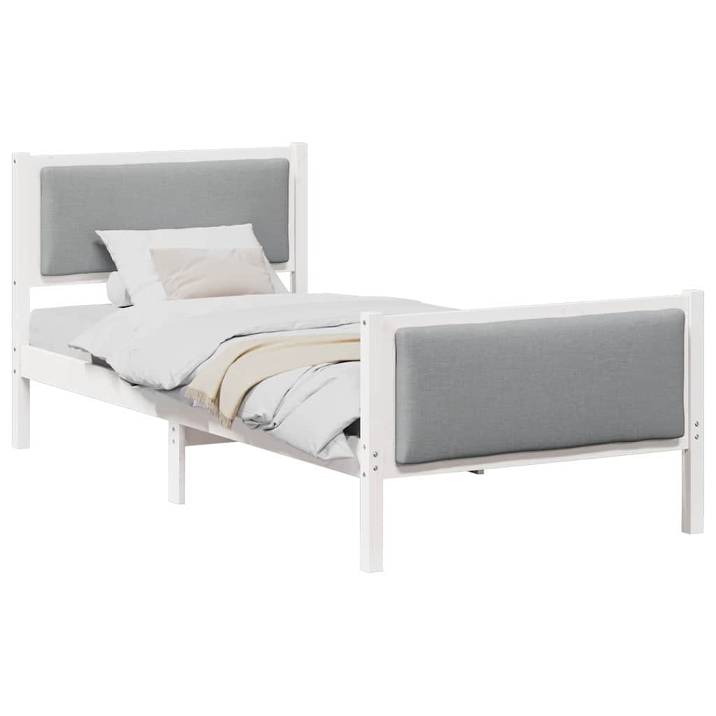 Cadre de lit avec tête de lit Gris clair 100 x 200 cm tissu - XIOS