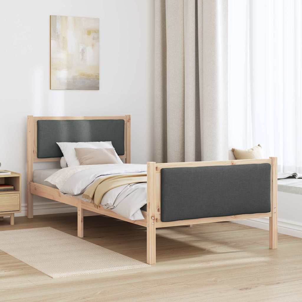 Cadre de lit avec tête de lit Gris foncé 90 x 200 cm tissu - XIOS