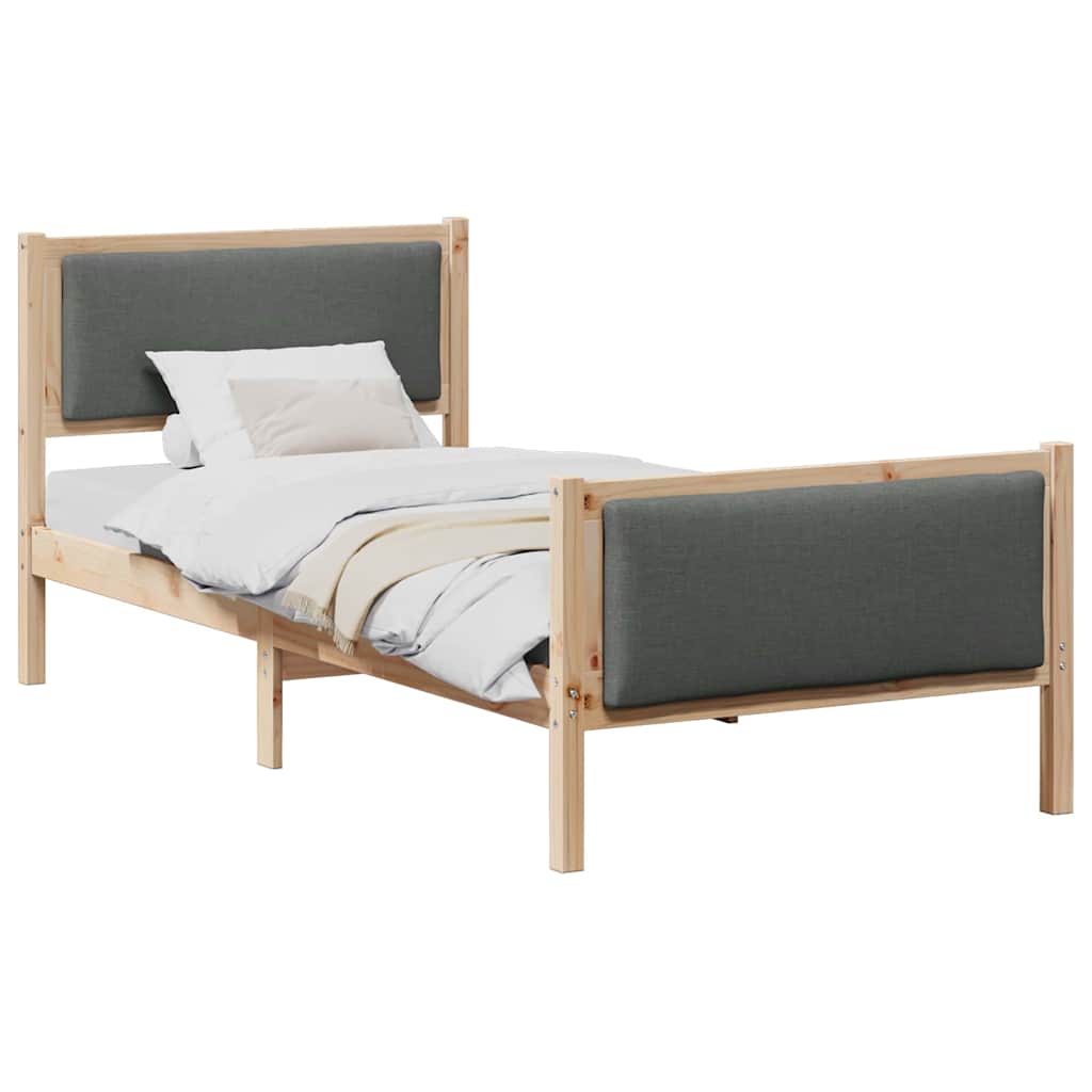 Cadre de lit avec tête de lit Gris foncé 90 x 200 cm tissu - XIOS