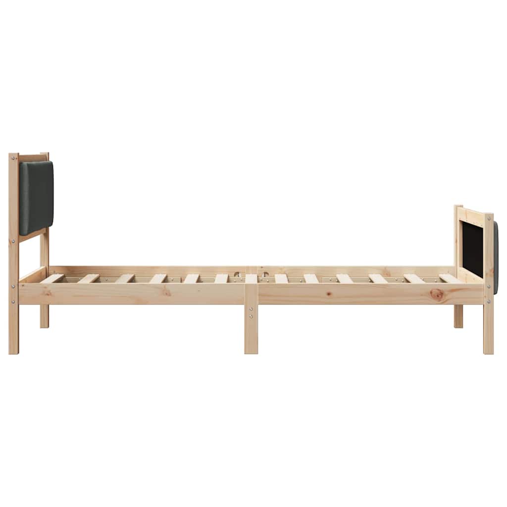 Cadre de lit avec tête de lit Gris foncé 90 x 200 cm tissu - XIOS