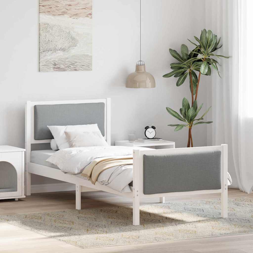 Cadre de lit avec tête de lit Gris clair 80 x 200 cm tissu - XIOS