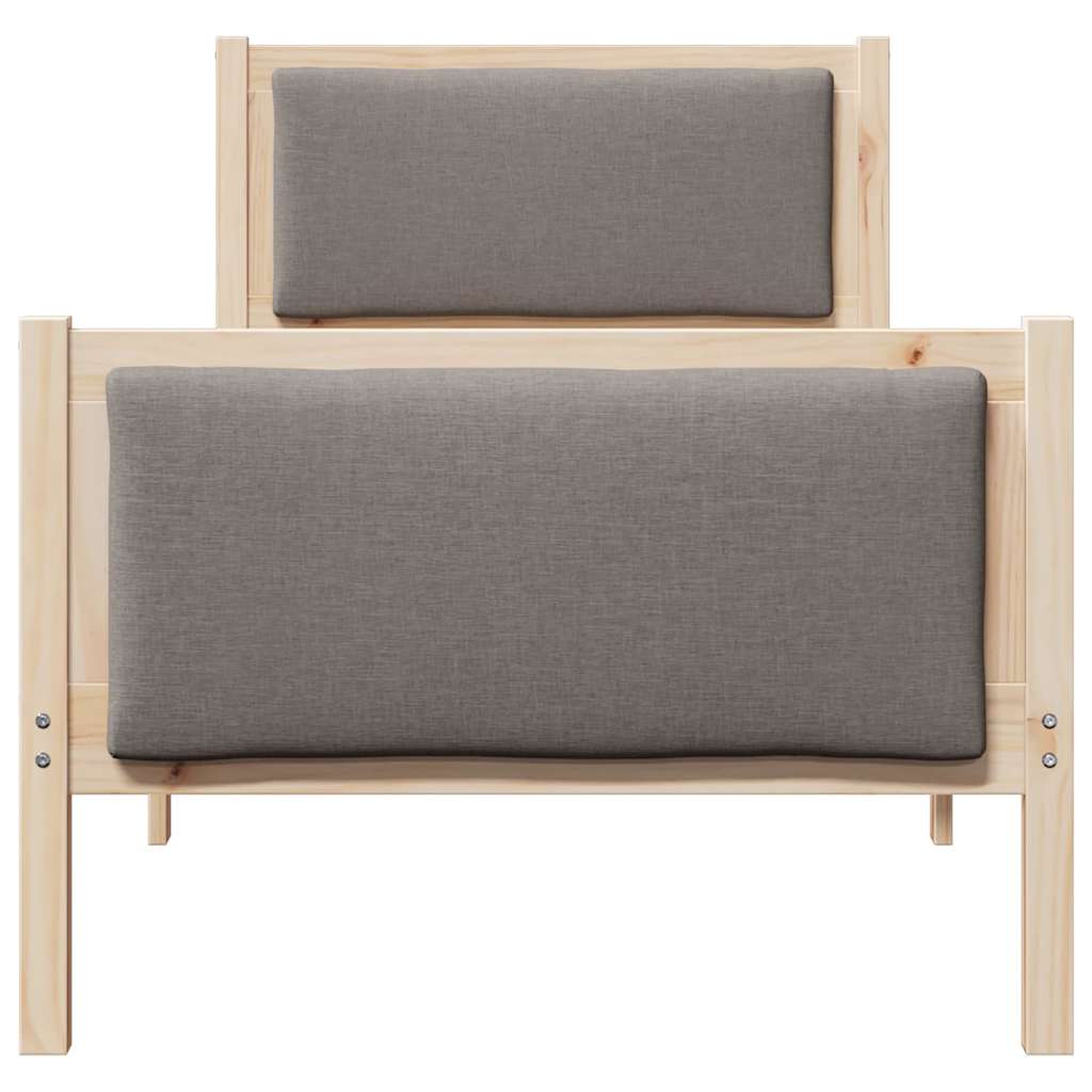 Cadre de lit avec tête de lit Taupe 75 x 190 cm tissu - XIOS