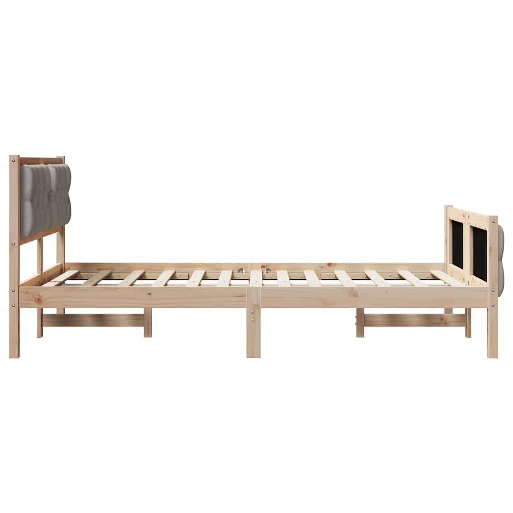 Cadre de lit avec tête de lit Taupe 120 x 200 cm Pin massif - XIOS