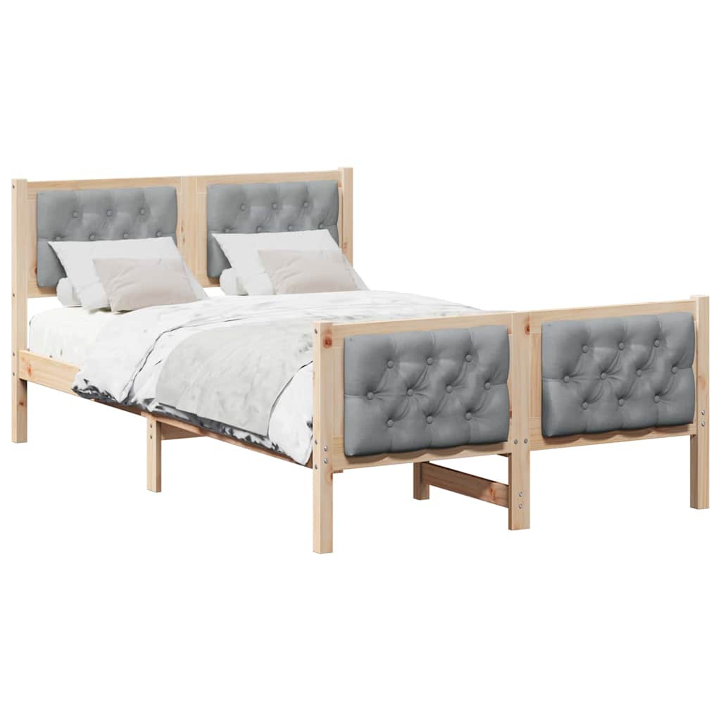 Cadre de lit Gris clair 135 x 190 cm Pin massif - XIOS