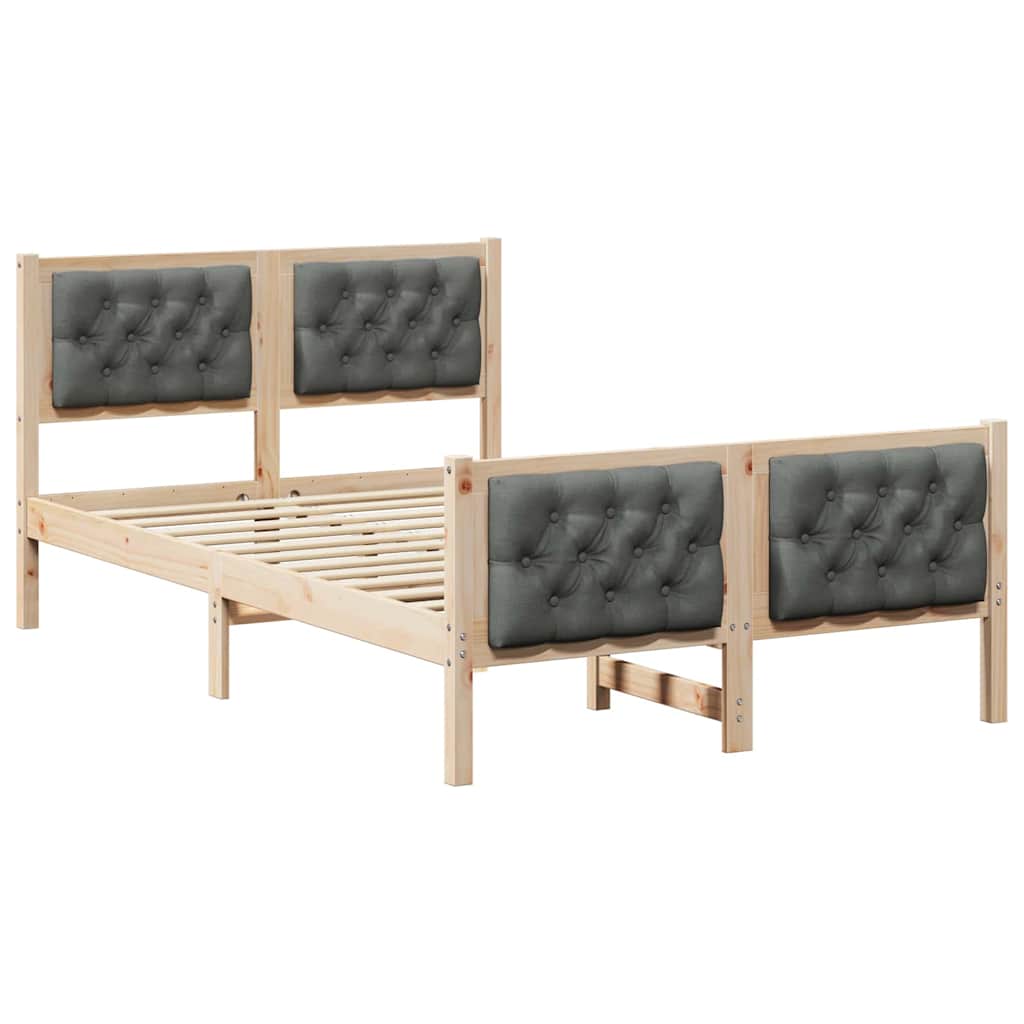 Cadre de lit Gris foncé 135 x 190 cm Pin massif - XIOS