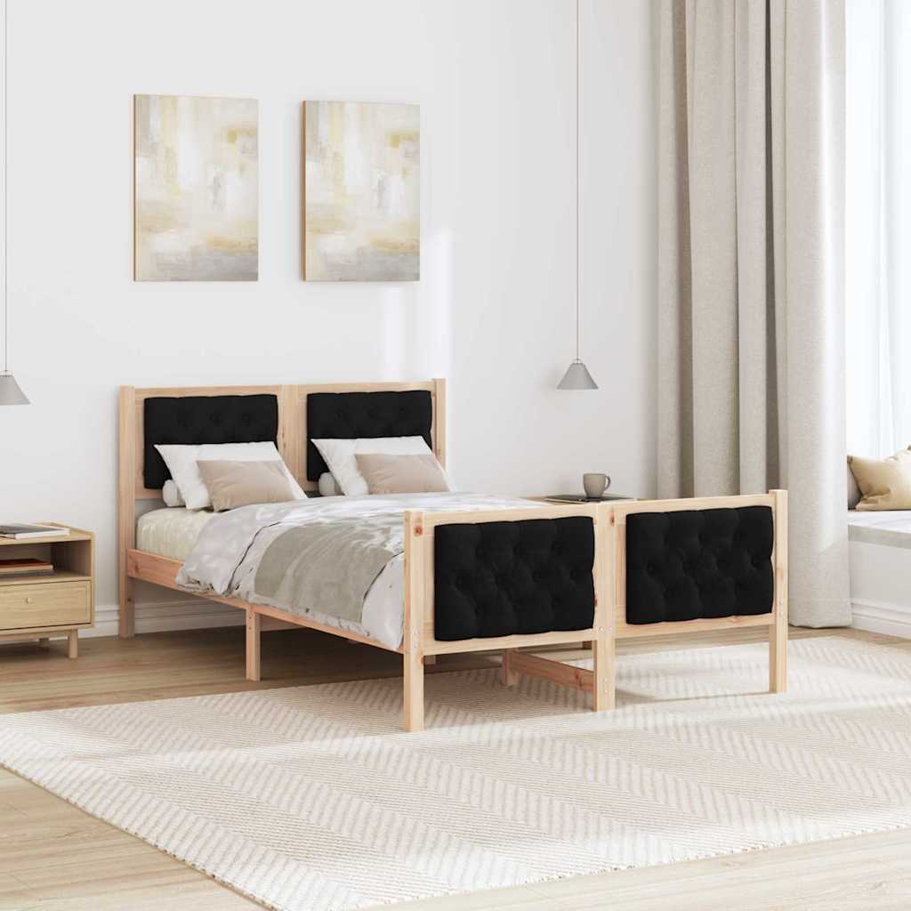 Cadre de lit avec tête de lit Noir 135 x 190 cm Pin massif - XIOS