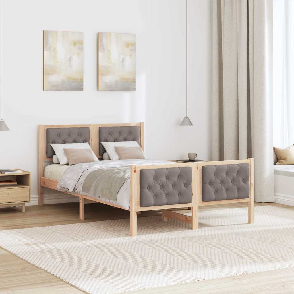 Cadre de lit avec tête de lit Taupe 135 x 190 cm Pin massif - XIOS