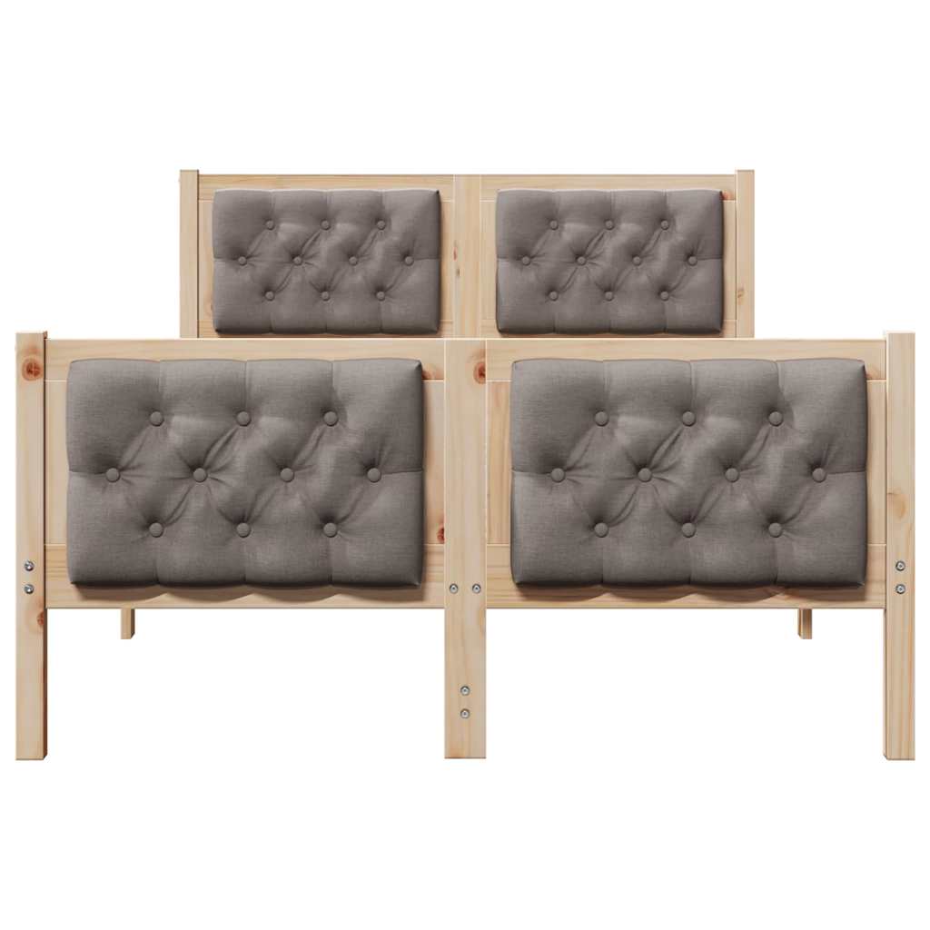 Cadre de lit avec tête de lit Taupe 135 x 190 cm Pin massif - XIOS
