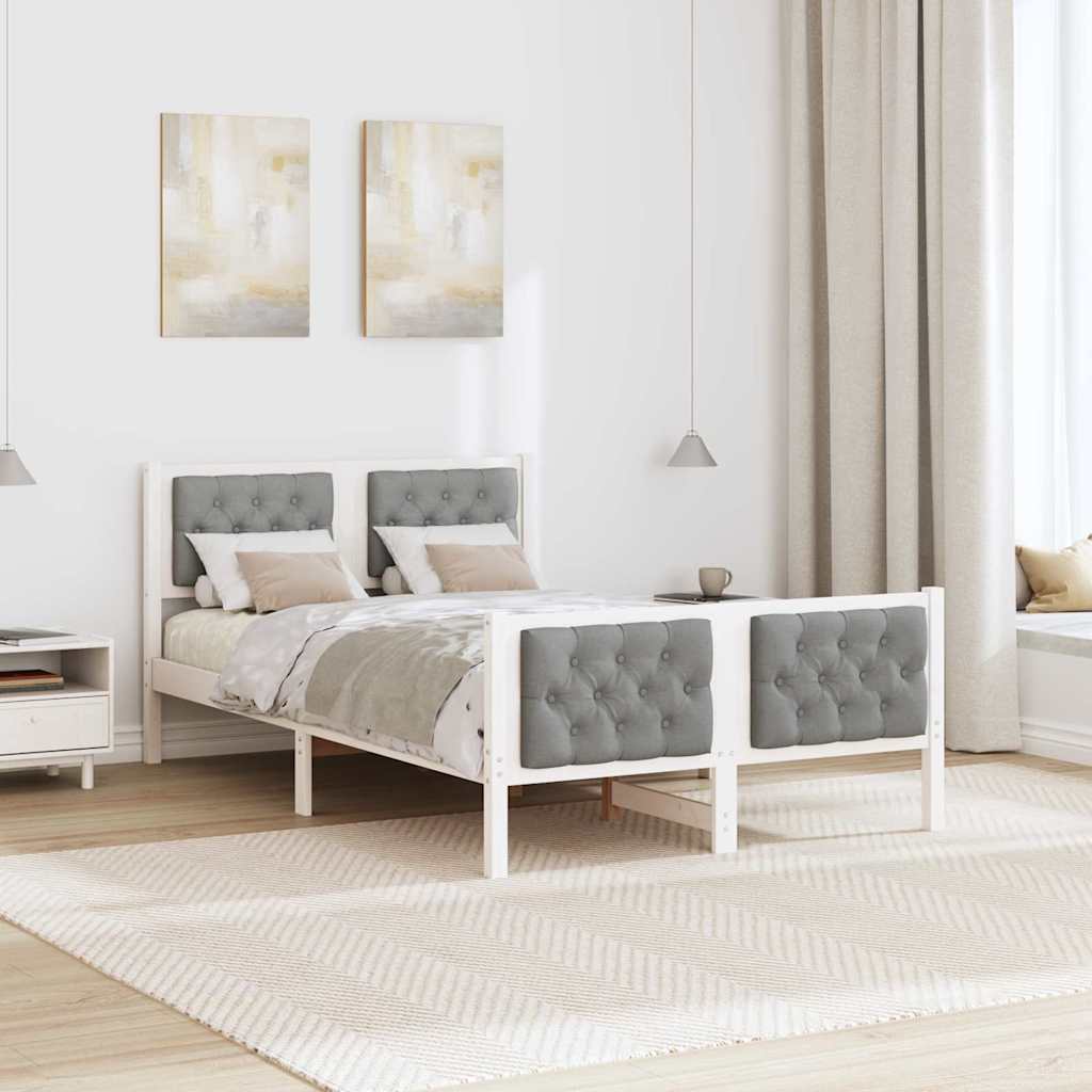Cadre de lit Gris clair 135 x 190 cm Pin massif - XIOS