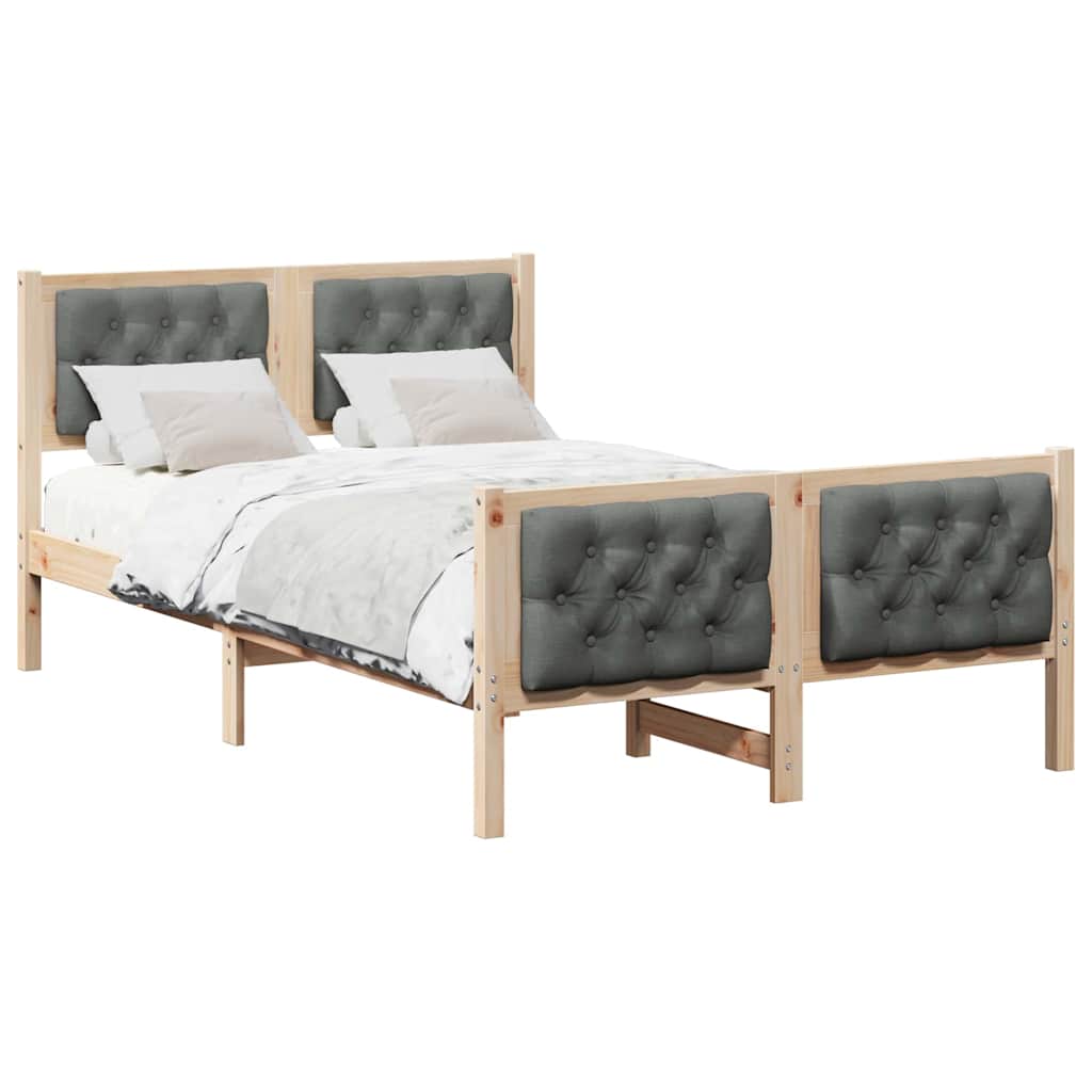 Cadre de lit Gris foncé 120 x 190 cm Pin massif - XIOS
