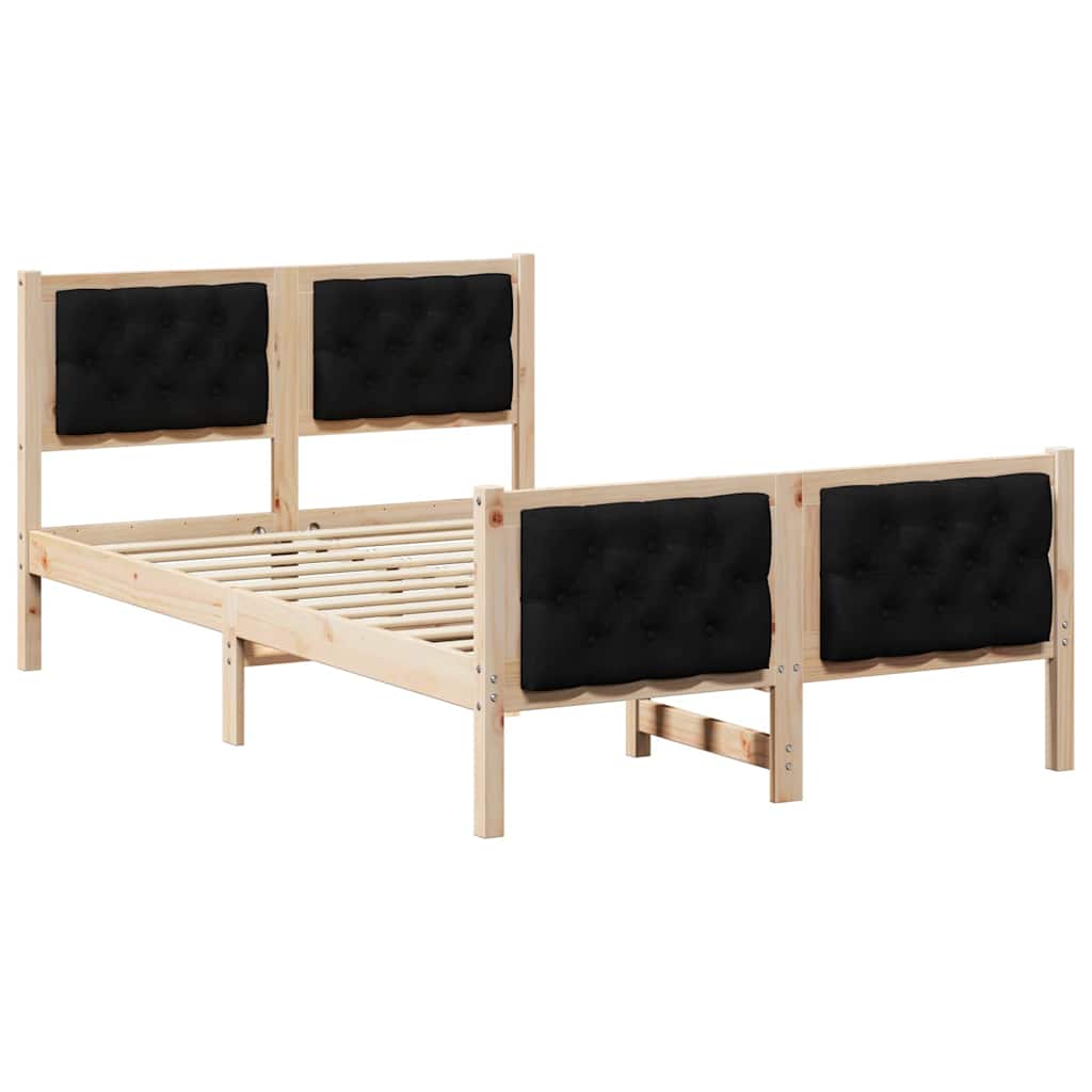 Cadre de lit avec tête de lit Noir 120 x 190 cm Pin massif - XIOS