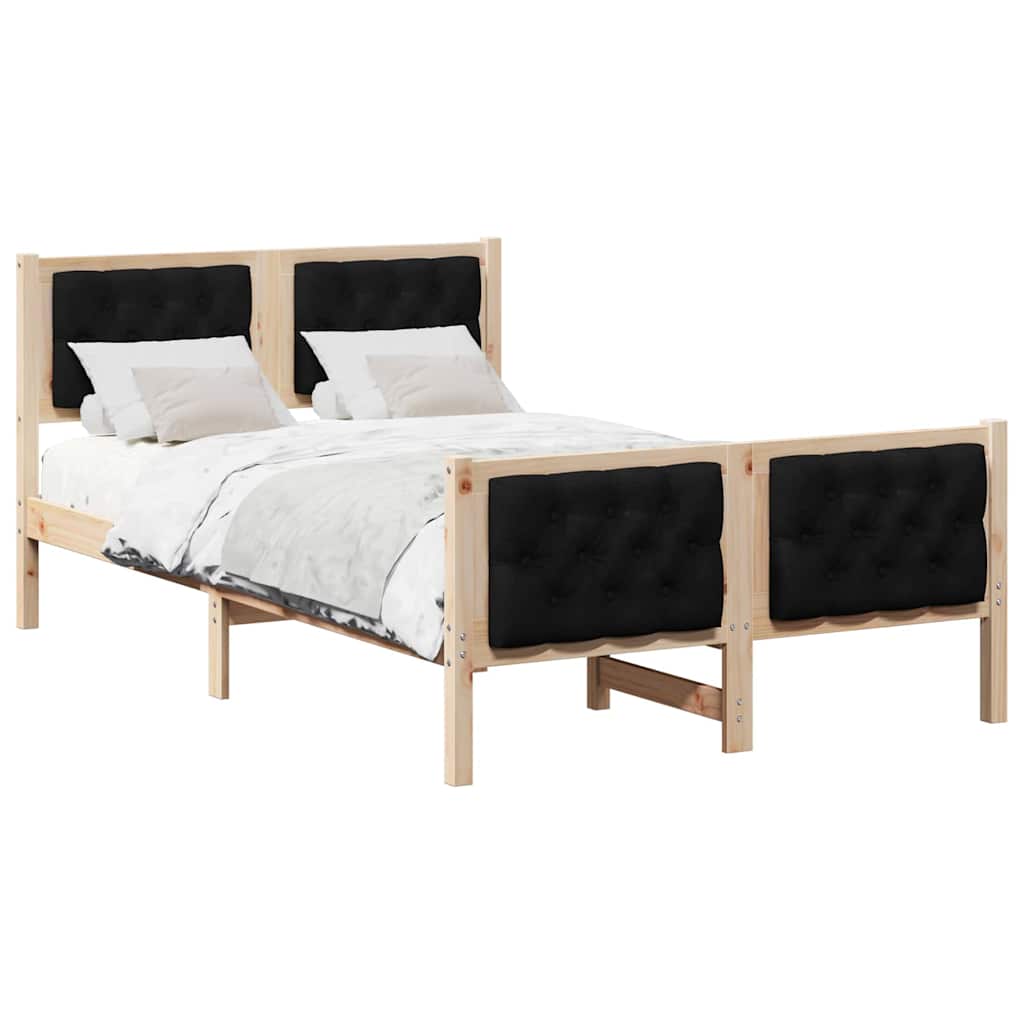Cadre de lit avec tête de lit Noir 120 x 190 cm Pin massif - XIOS