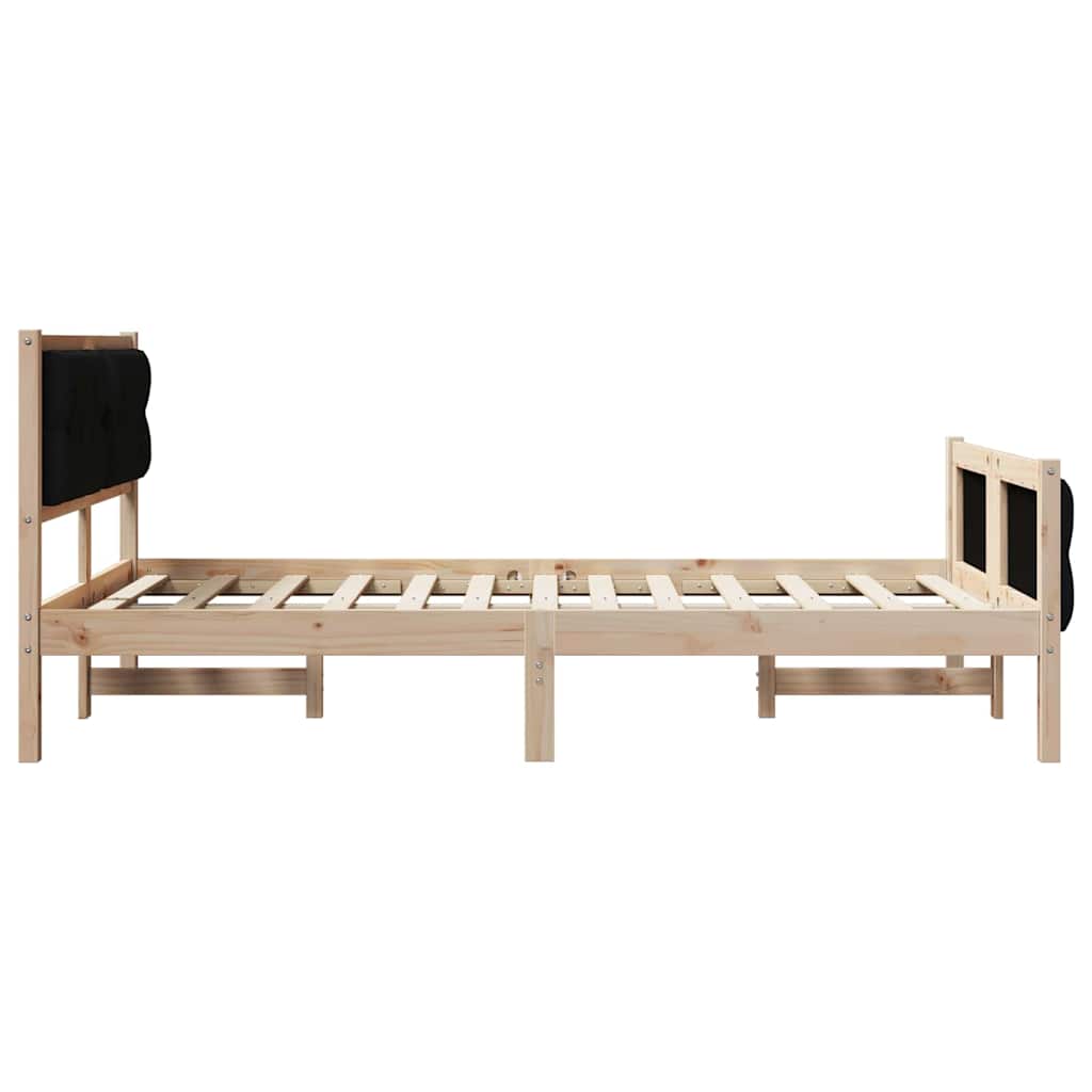 Cadre de lit avec tête de lit Noir 120 x 190 cm Pin massif - XIOS
