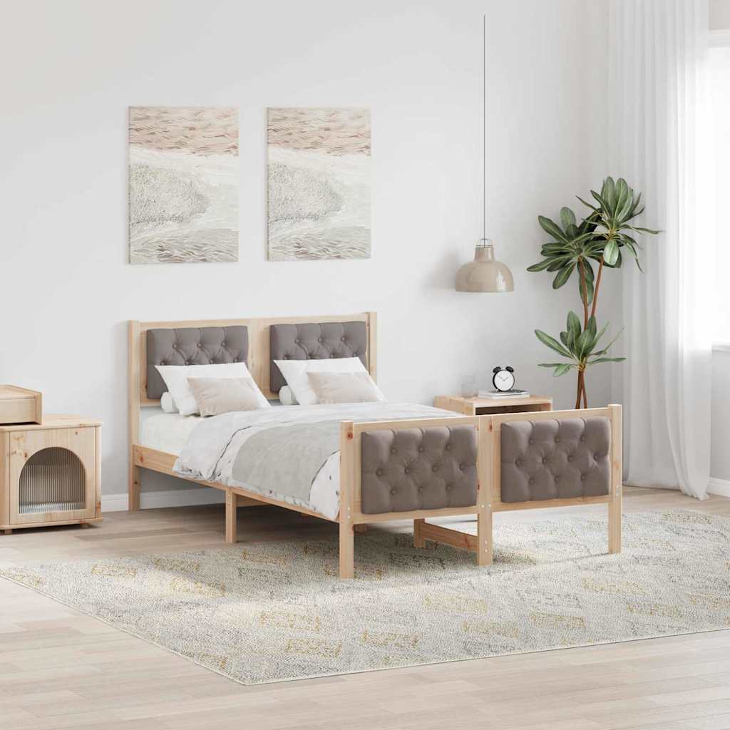 Cadre de lit avec tête de lit Taupe 120 x 190 cm Pin massif - XIOS