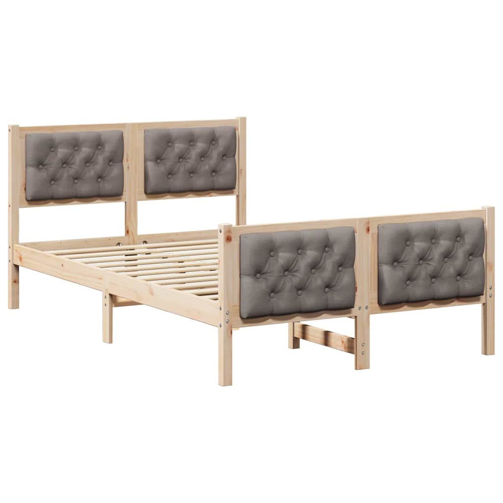 Cadre de lit avec tête de lit Taupe 120 x 190 cm Pin massif - XIOS