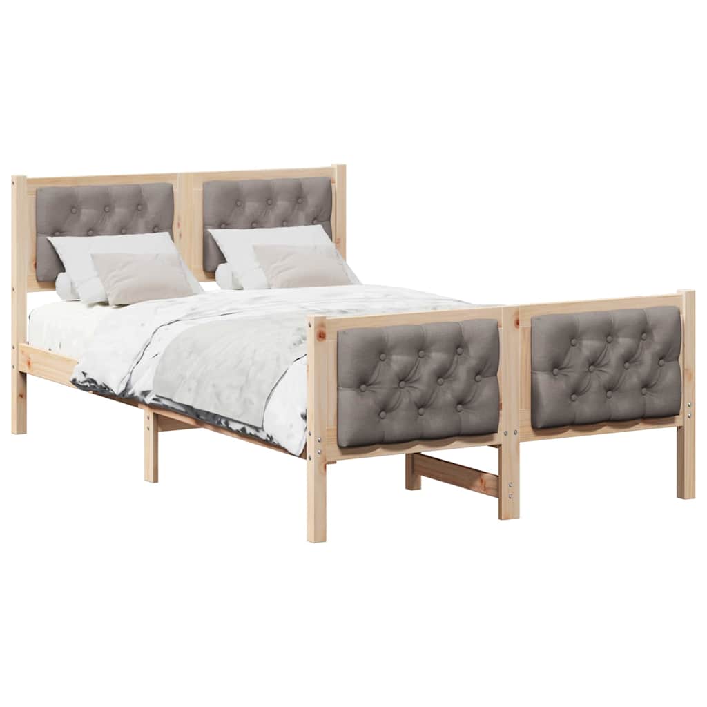 Cadre de lit avec tête de lit Taupe 120 x 190 cm Pin massif - XIOS