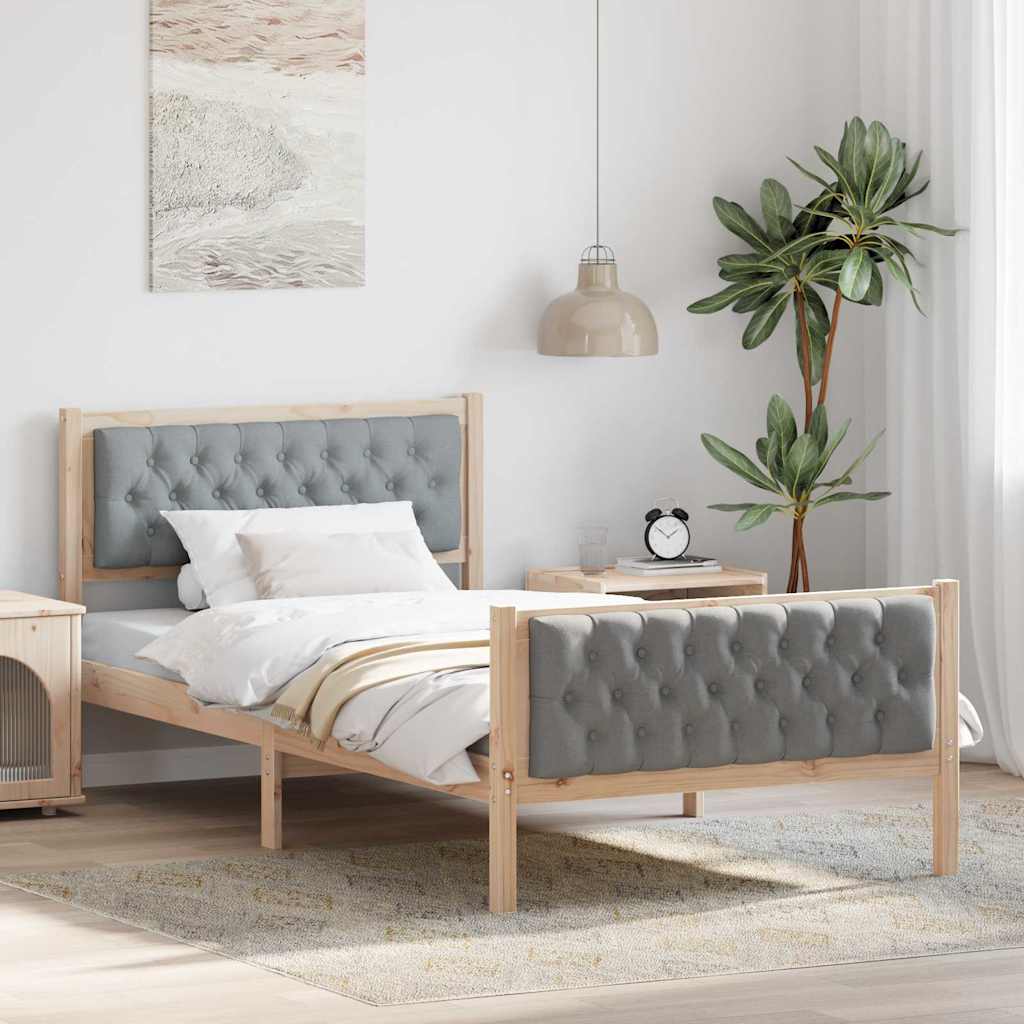 Cadre de lit Gris clair 100 x 200 cm Pin massif - XIOS