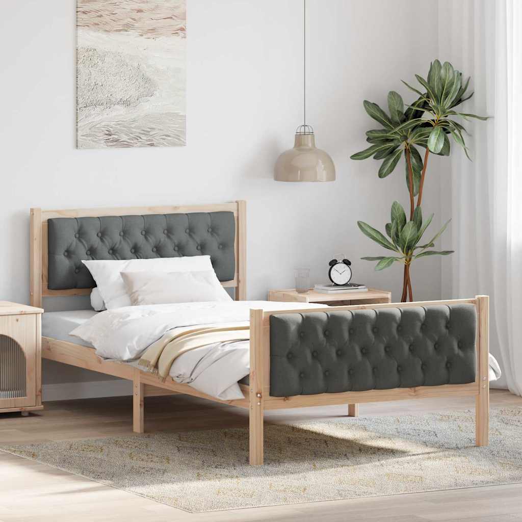 Cadre de lit Gris foncé 100 x 200 cm Pin massif - XIOS