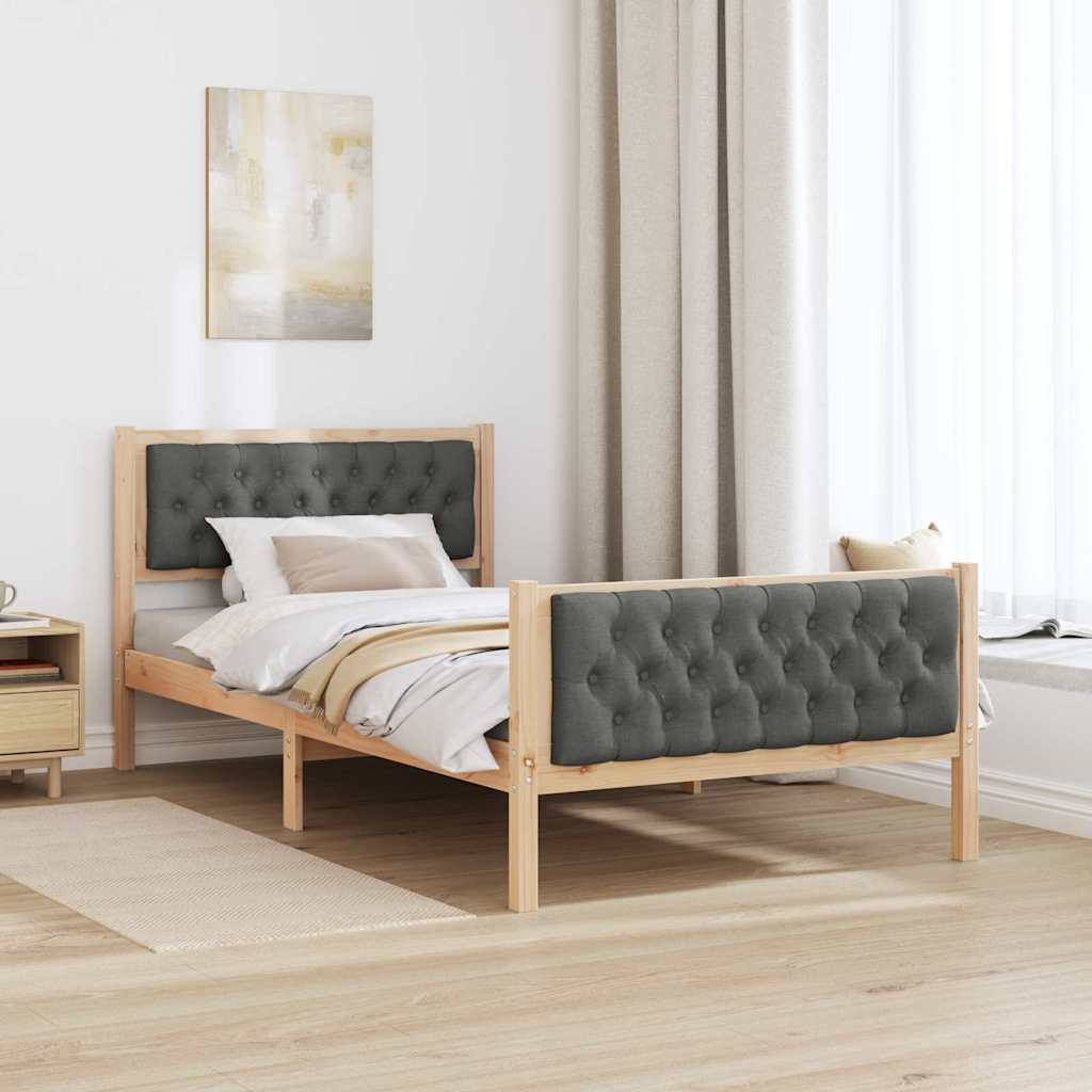 Cadre de lit Gris foncé 100 x 200 cm Pin massif - XIOS