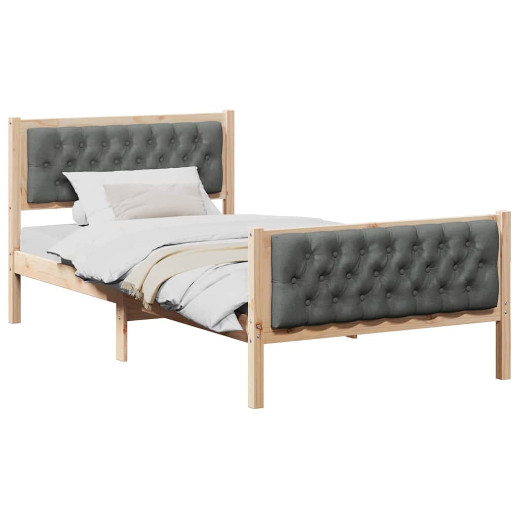 Cadre de lit Gris foncé 100 x 200 cm Pin massif - XIOS