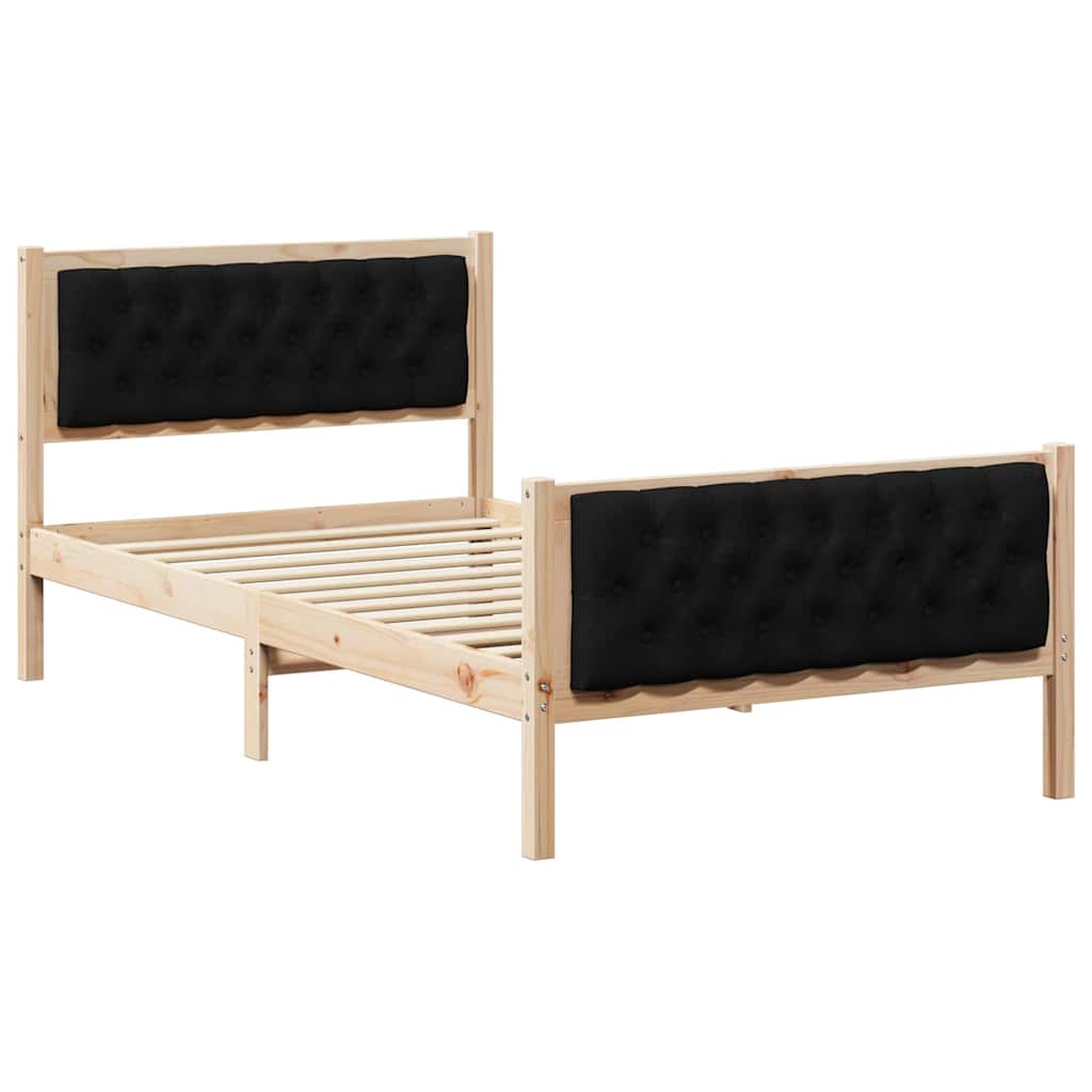 Cadre de lit avec tête de lit Noir 100 x 200 cm Pin massif - XIOS