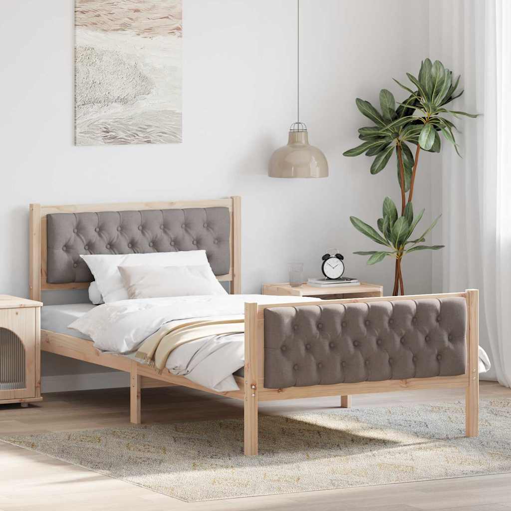 Cadre de lit avec tête de lit Taupe 100 x 200 cm Pin massif - XIOS