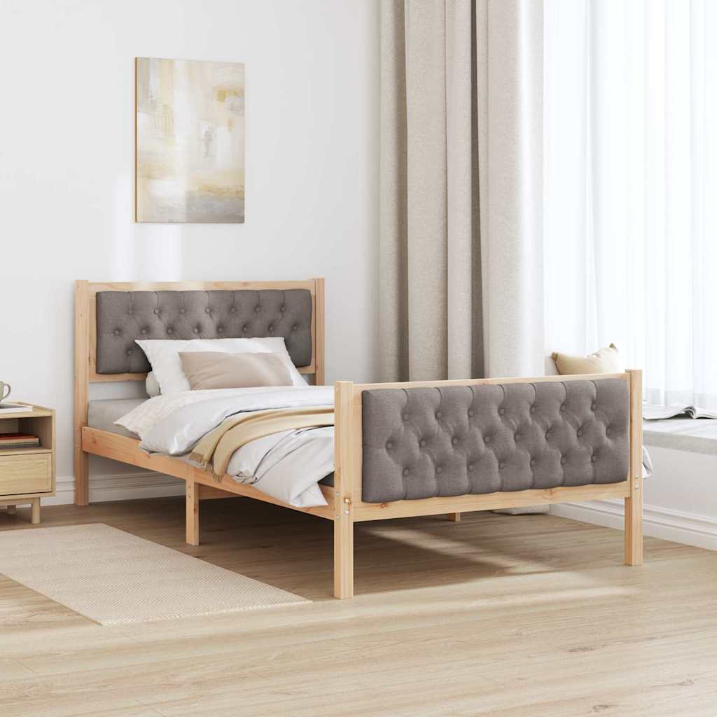 Cadre de lit avec tête de lit Taupe 100 x 200 cm Pin massif - XIOS