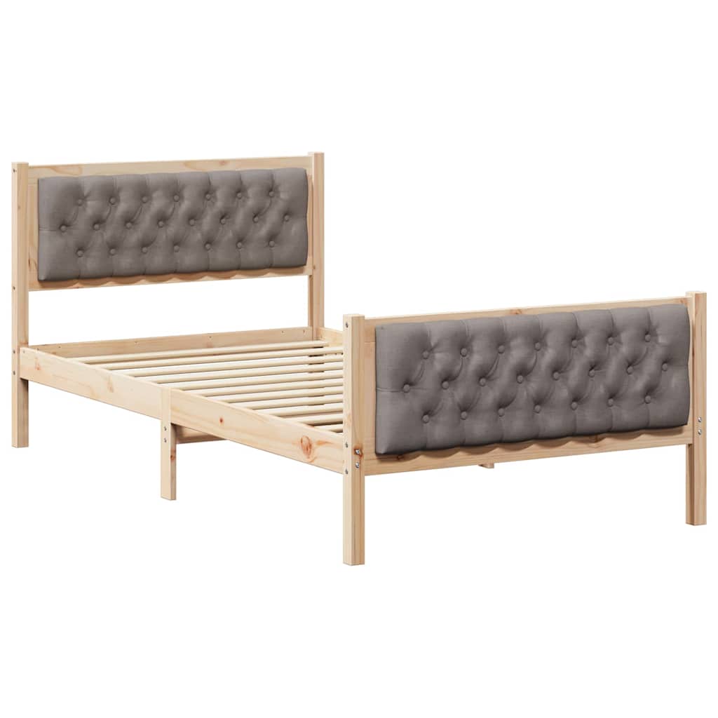 Cadre de lit avec tête de lit Taupe 100 x 200 cm Pin massif - XIOS
