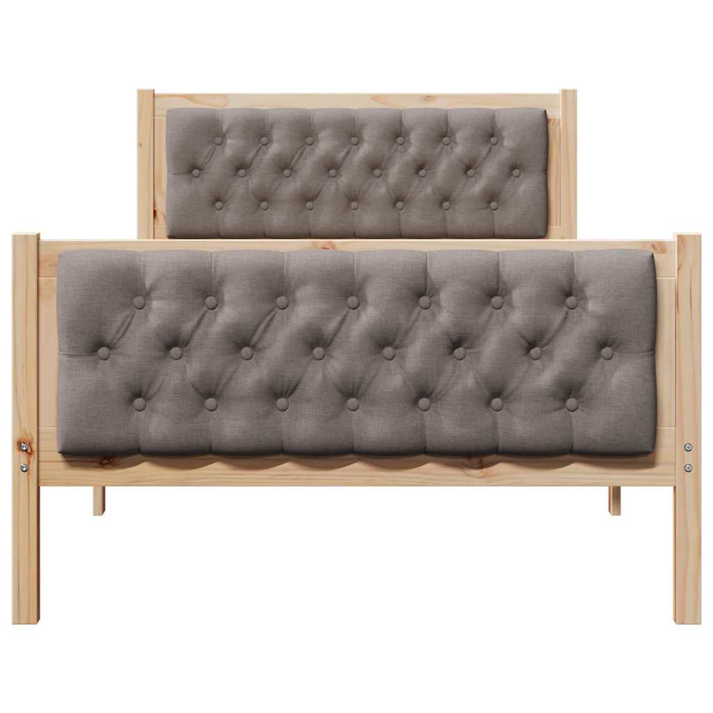 Cadre de lit avec tête de lit Taupe 100 x 200 cm Pin massif - XIOS