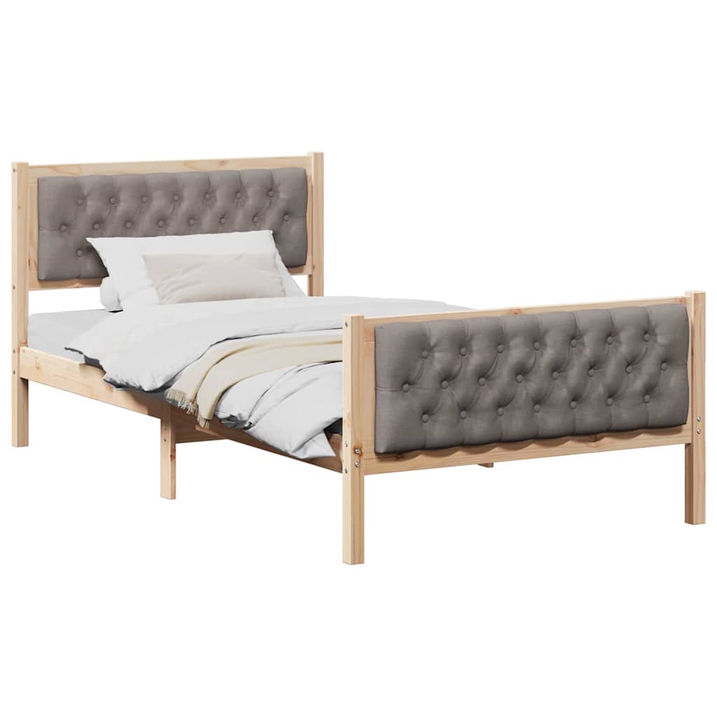 Cadre de lit avec tête de lit Taupe 100 x 200 cm Pin massif - XIOS