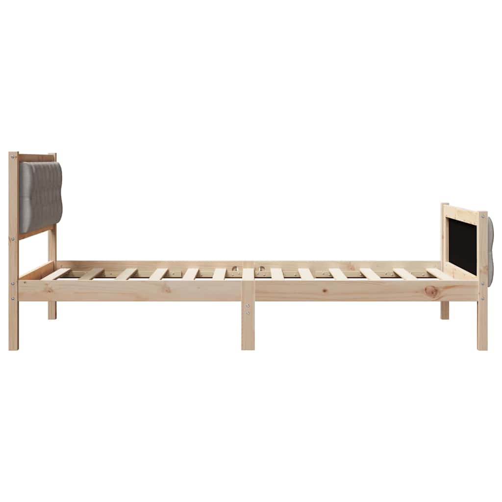 Cadre de lit avec tête de lit Taupe 100 x 200 cm Pin massif - XIOS