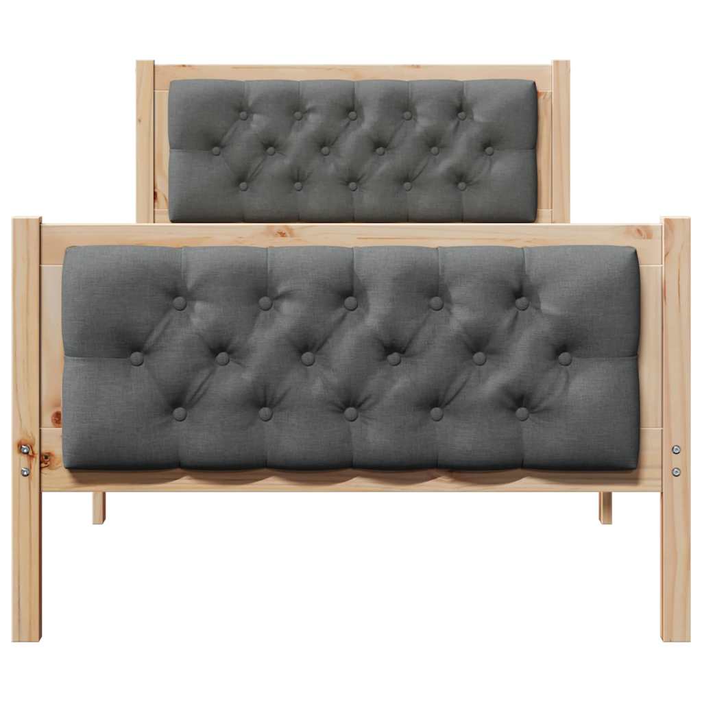 Cadre de lit avec tête de lit Gris foncé 90 x 200 cm Pin massif - XIOS