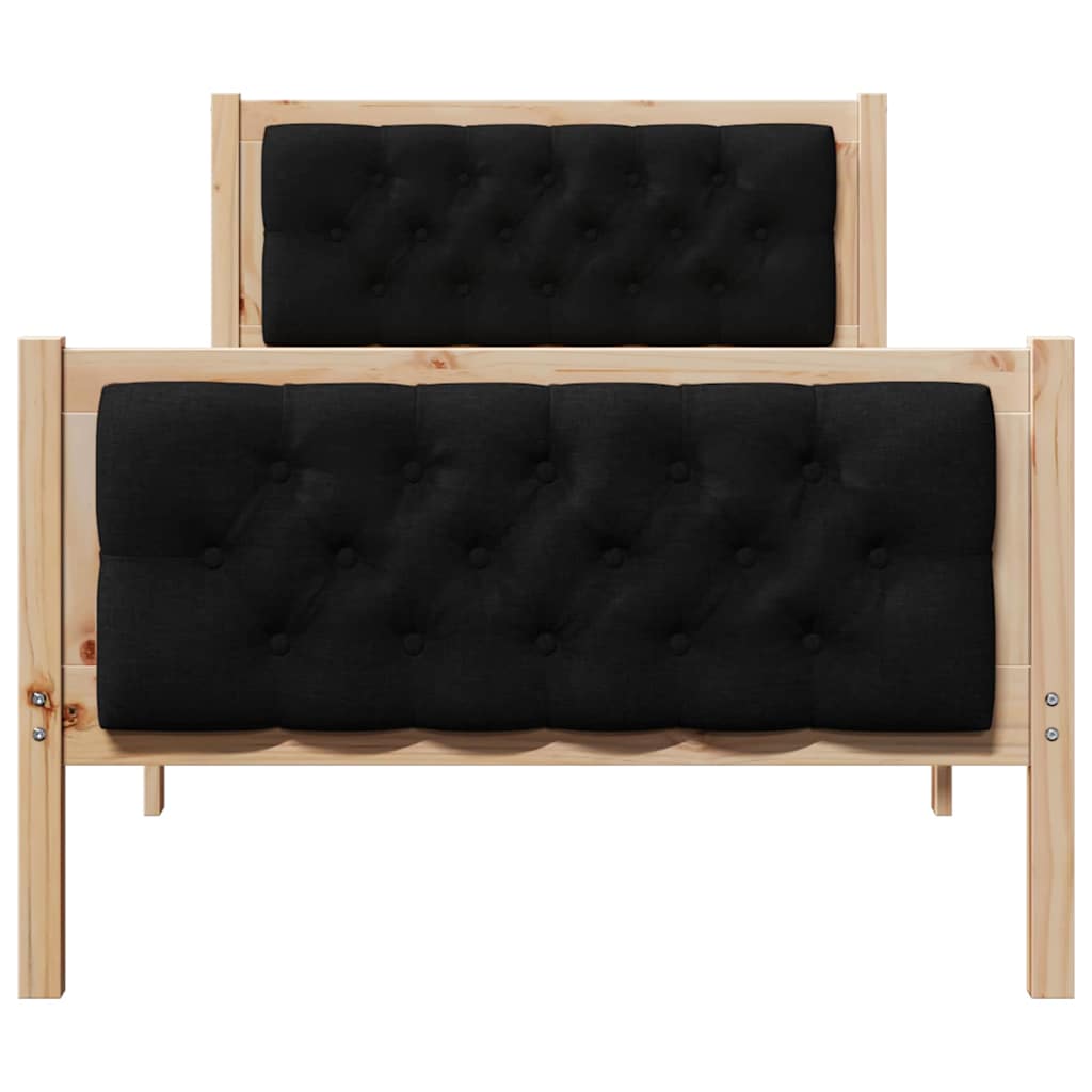 Cadre de lit avec tête de lit Noir 90 x 200 cm Pin massif - XIOS