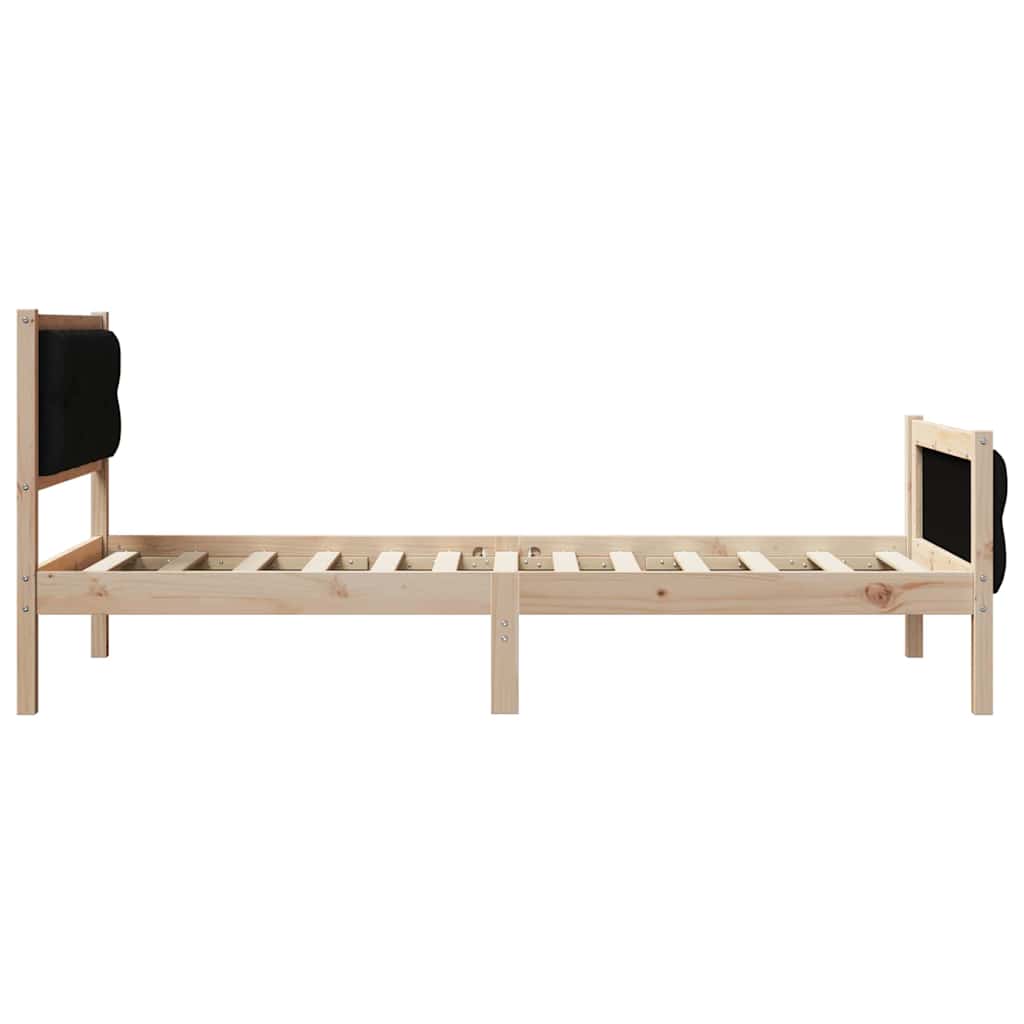 Cadre de lit avec tête de lit Noir 90 x 200 cm Pin massif - XIOS
