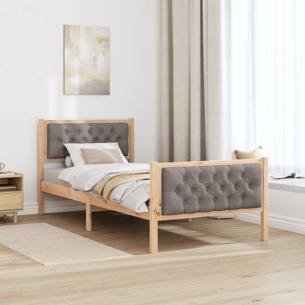 Cadre de lit avec tête de lit Taupe 90 x 200 cm Pin massif - XIOS