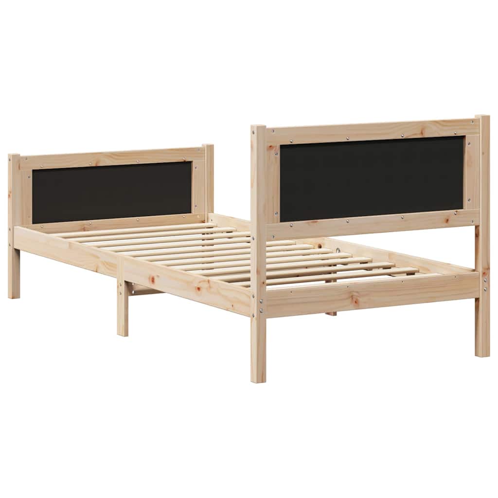 Cadre de lit avec tête de lit Taupe 90 x 200 cm Pin massif - XIOS