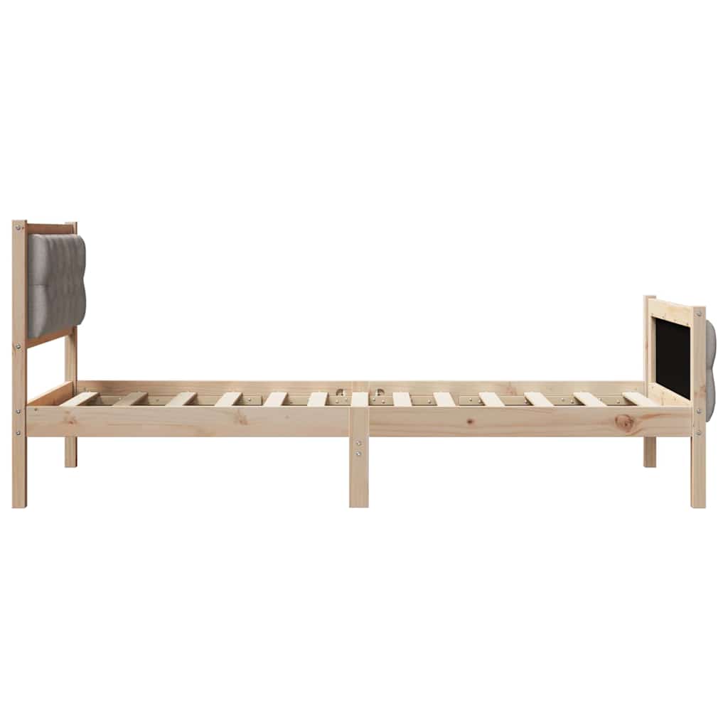 Cadre de lit avec tête de lit Taupe 90 x 200 cm Pin massif - XIOS