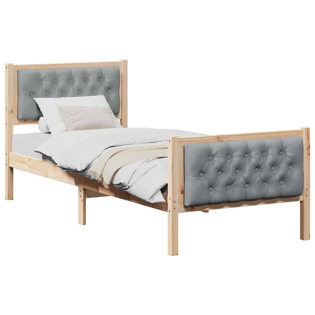 Cadre de lit avec tête de lit Gris clair 80 x 200 cm Pin massif - XIOS