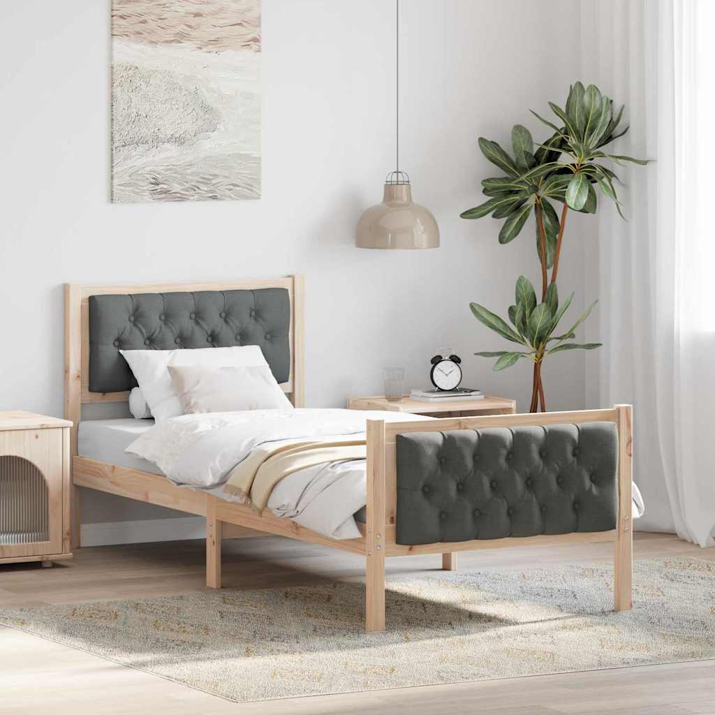 Cadre de lit avec tête de lit Gris foncé 80 x 200 cm Pin massif - XIOS