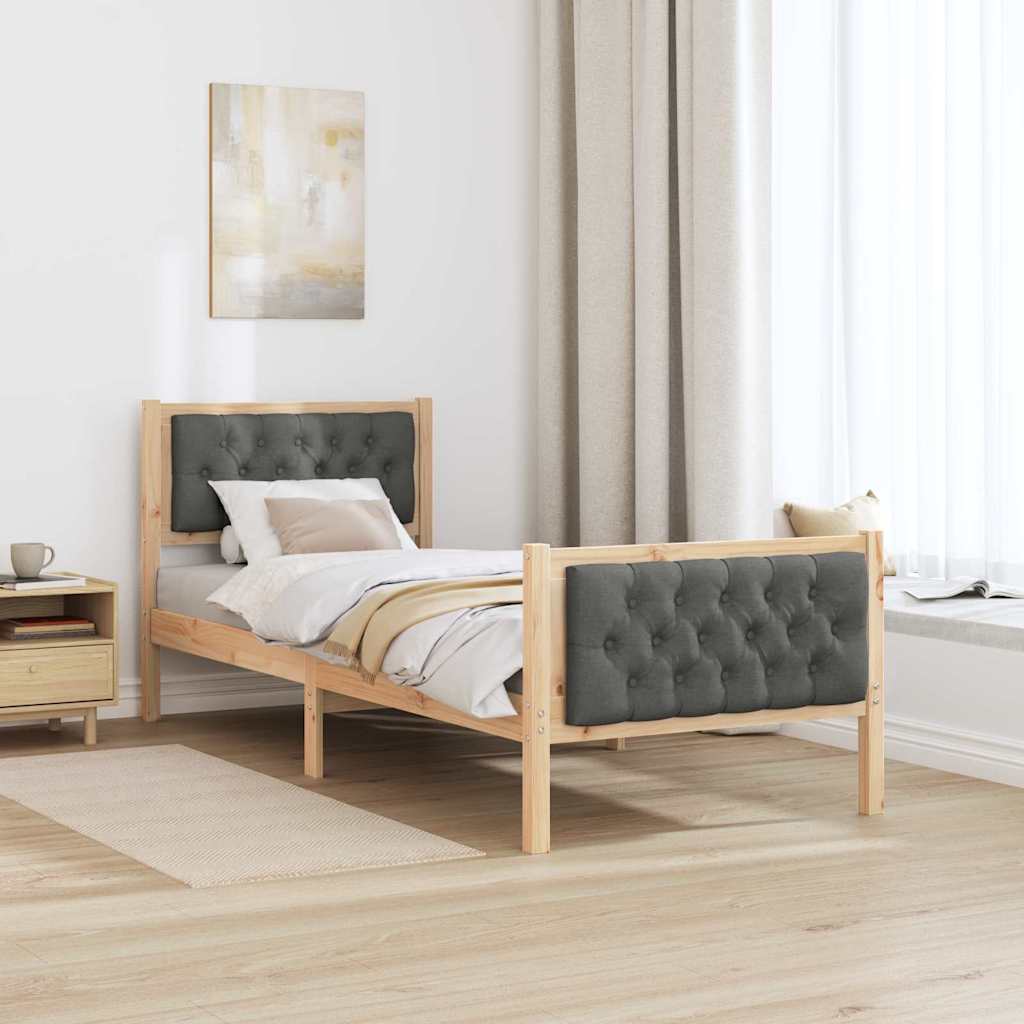 Cadre de lit avec tête de lit Gris foncé 80 x 200 cm Pin massif - XIOS