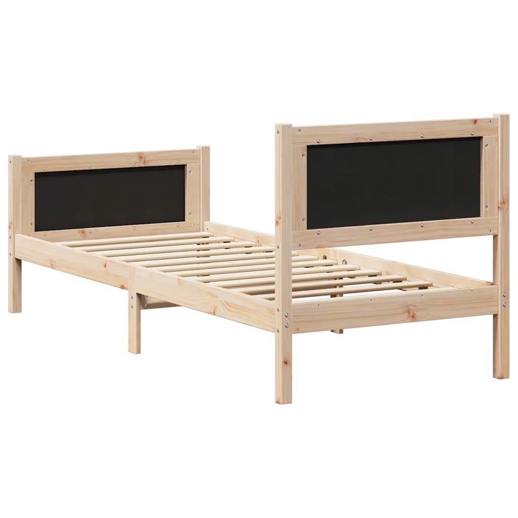 Cadre de lit avec tête de lit Gris foncé 80 x 200 cm Pin massif - XIOS