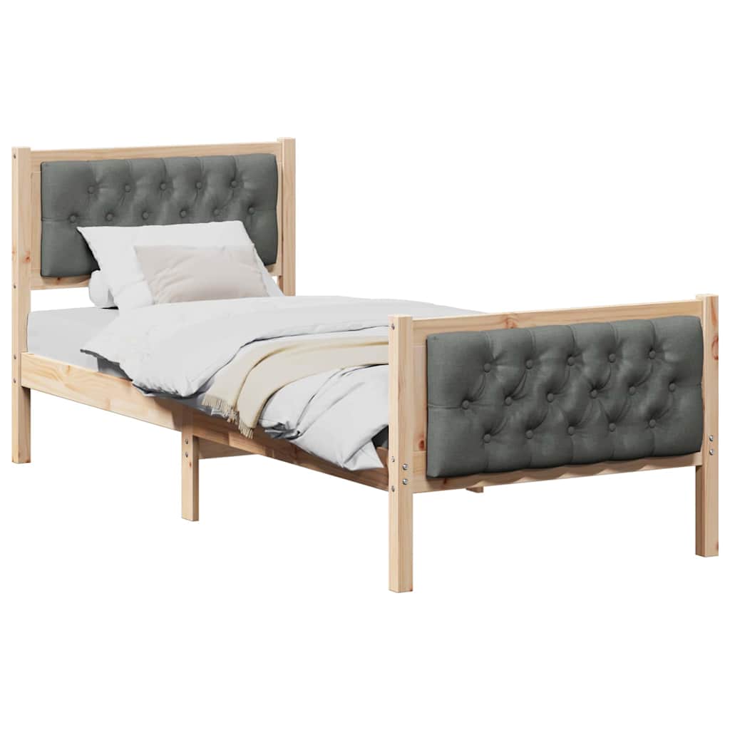 Cadre de lit avec tête de lit Gris foncé 80 x 200 cm Pin massif - XIOS