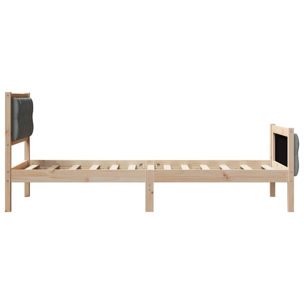 Cadre de lit avec tête de lit Gris foncé 80 x 200 cm Pin massif - XIOS