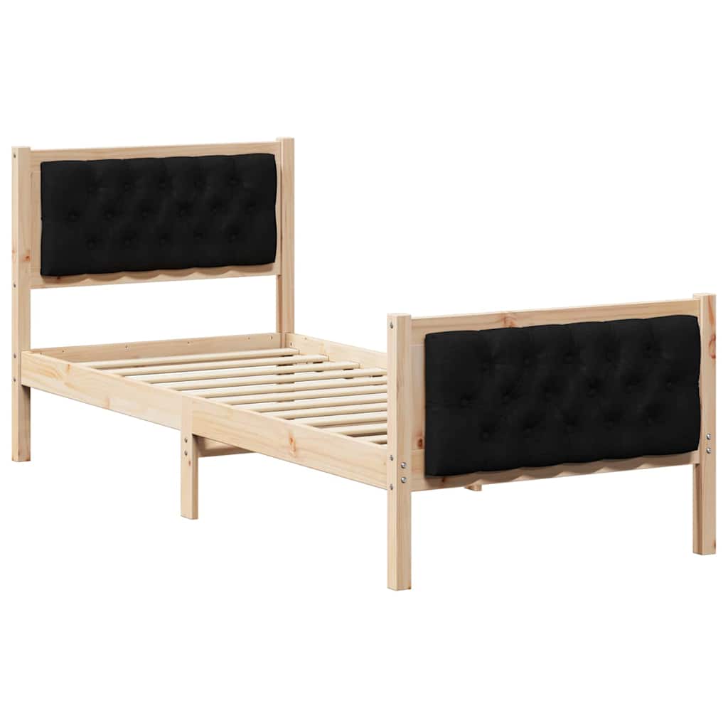 Cadre de lit avec tête de lit Noir 80 x 200 cm Pin massif - XIOS