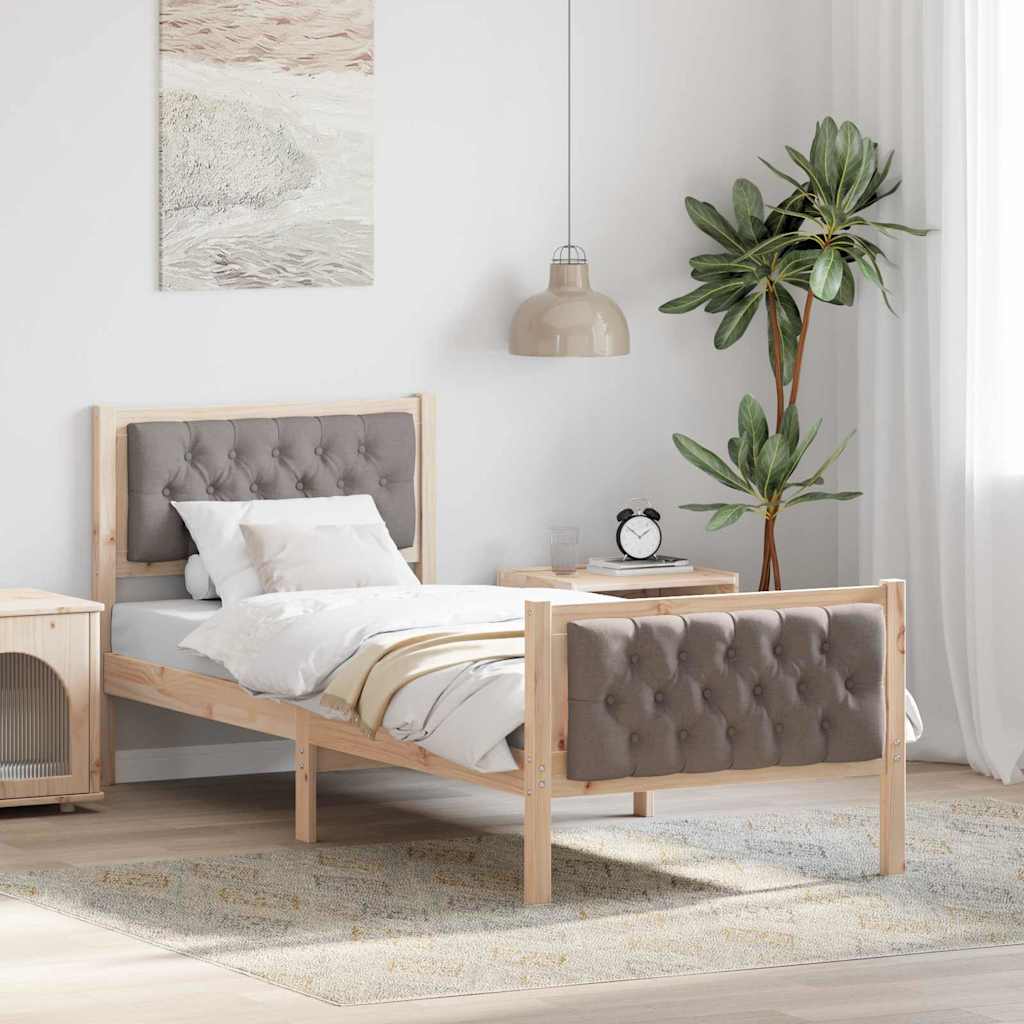 Cadre de lit avec tête de lit Taupe 80 x 200 cm Pin massif - XIOS