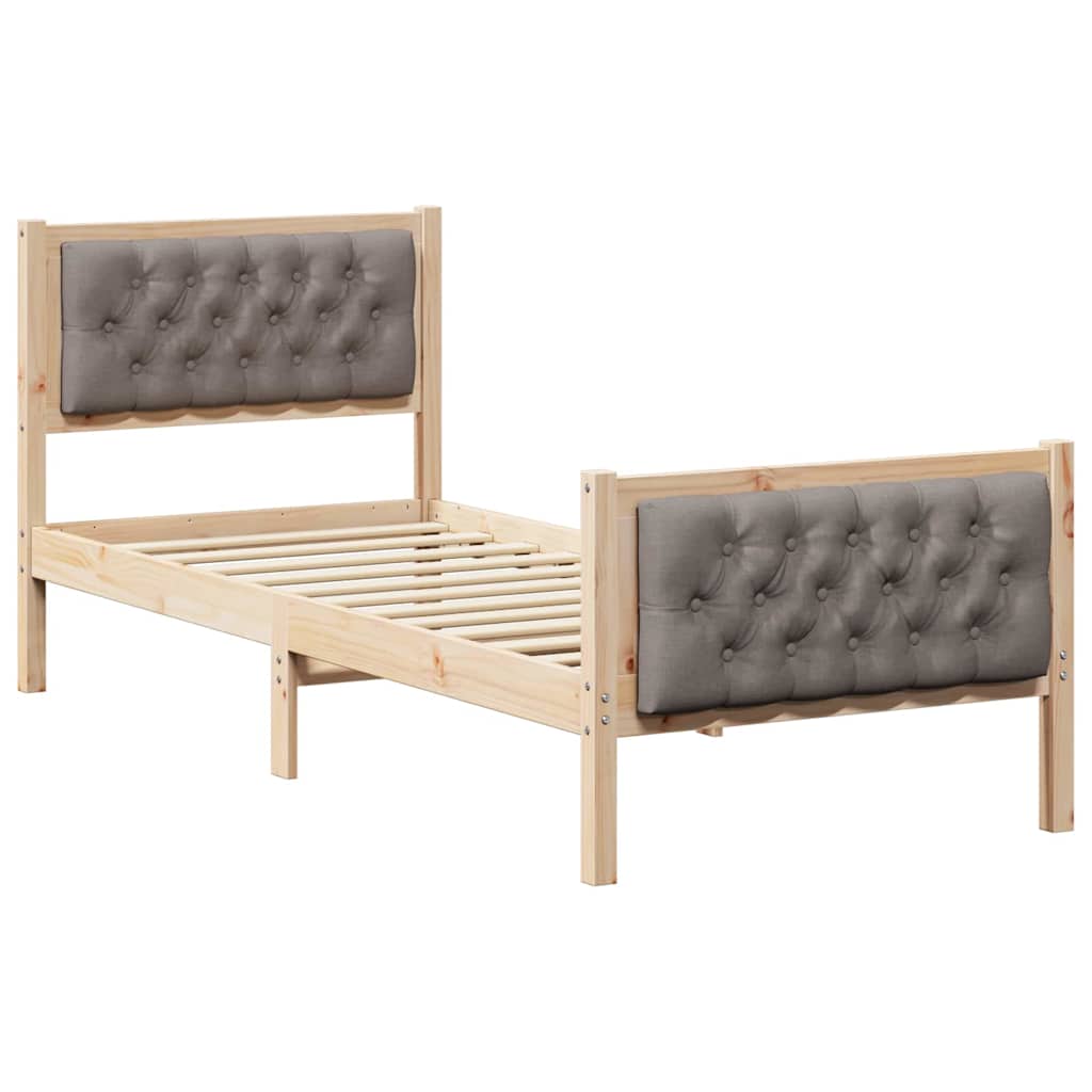 Cadre de lit avec tête de lit Taupe 80 x 200 cm Pin massif - XIOS
